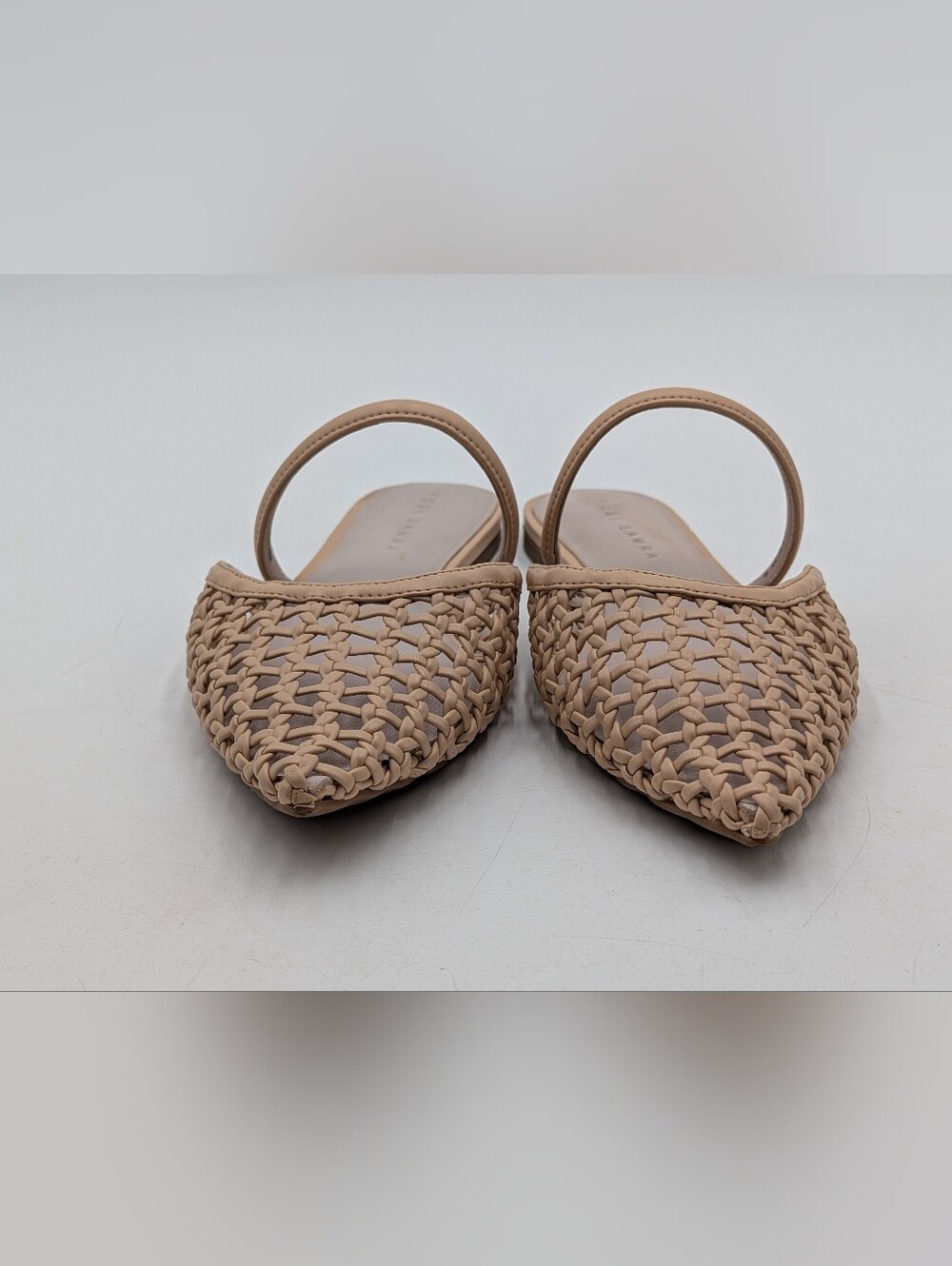 Yosi Samra Justine Sz 9 Pointed Toe Handwoven Leather Mule Flat Sandal Tan - Picture 13 of 16